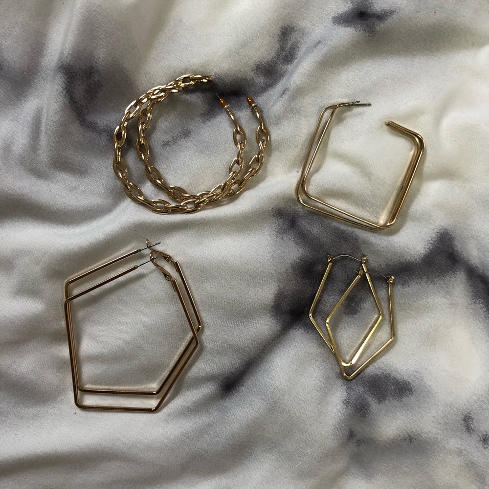 4 Gold (fake) Earrings Set